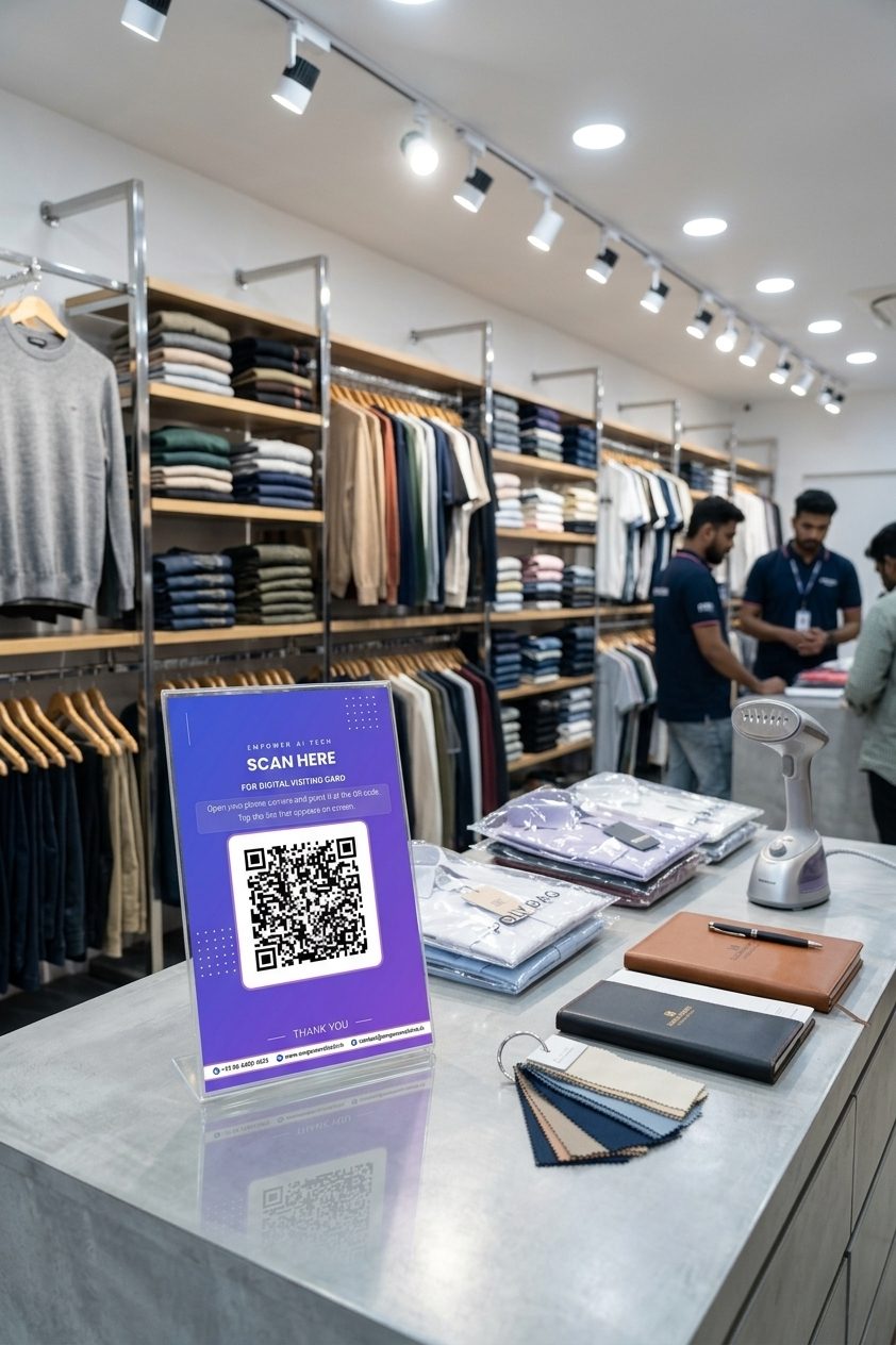 QR Digital Visiting Card at a clothing boutique